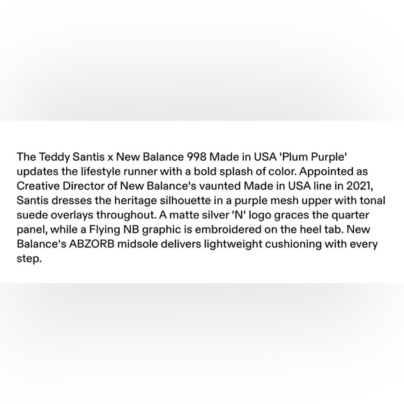 NWT-New Balance x Teddy Santis U998TE Women’s Sneaker-US 7.5/EU 38.5-Made in USA - Picture 10 of 11